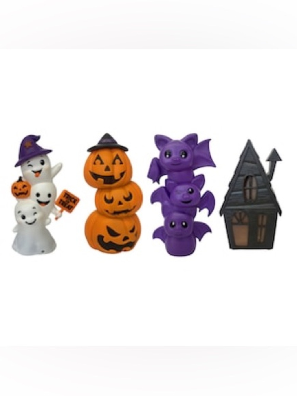 NEW Light-Up Halloween Decor Set of 4 Ghost Pumpkin Bat Haunted House - Picture 4 of 12